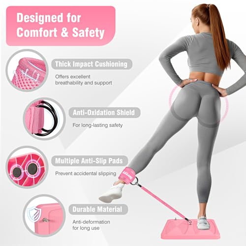 Ankle Resistance Bands with Cuffs & Fitness Board, Legs & Glutes Workout Equipment for Women Home Gym Exercise