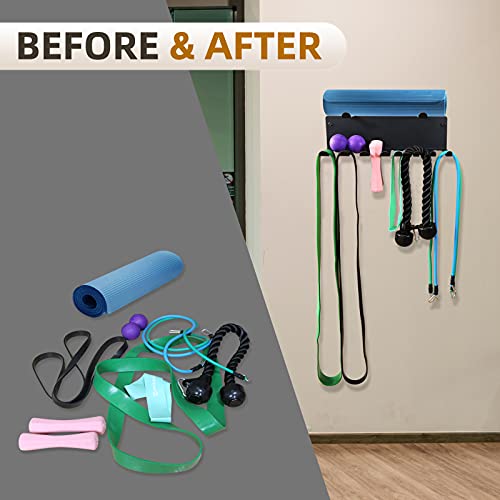2 Tier Multi-Purpose Heavy Duty Storage Rack for Resistance Bands, Straps, Jump Ropes, Foam Rollers, Chains, Weight Belts,...
