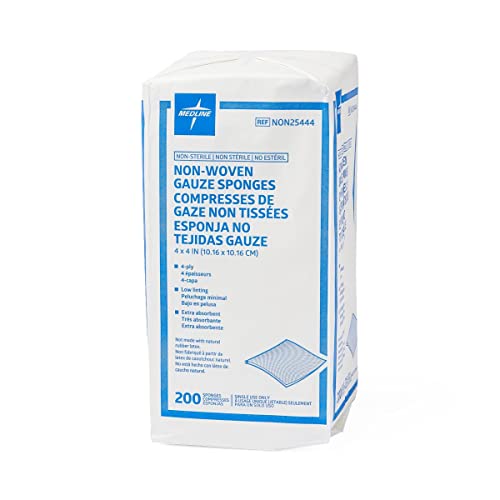 Medline - NON25444 Avant Gauze, Non-Woven and Non-Sterile Sponges, 4 X 4 Inch, 200 Count