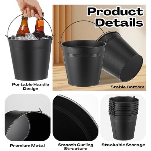 Didaey 24 Pcs Metal Beer Bucket Bulk Ice Bucket Ice Pails with Handle Champagne Soda Party Beverage Chiller for Summer Pic...