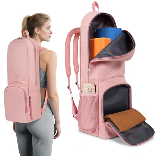 Tangoner Yoga Mat Bag Carrier Zipper Closure Multi Functional Essential Pockets Exercise Yoga Mat Holder Backpack