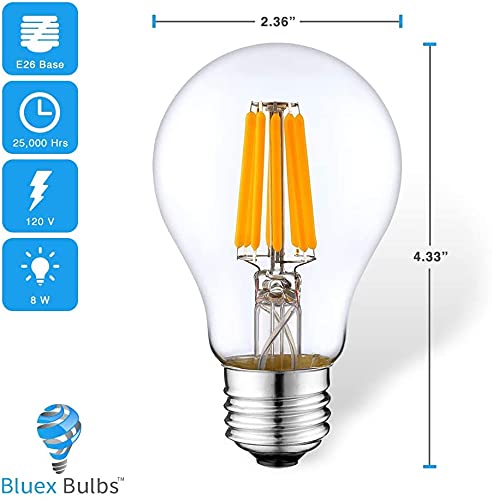 Bluex Bulbs A19 Filament LED Purple Light Bulbs - 8W, E26 Base, 3 Count, Decorative Lighting for Home and Party
