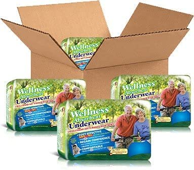 Unique Wellness-Absorbent Underwear (Pull-Ups) Size Large (30"–40" Waist) 56 Count, Made in USA
