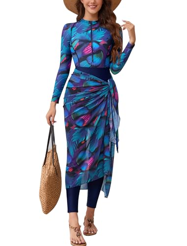 ODIZLI Muslim Swimming Suit for Women Rash Guard Long Sleeve Swimsuit Surfing Bathing Suit Wetsuit