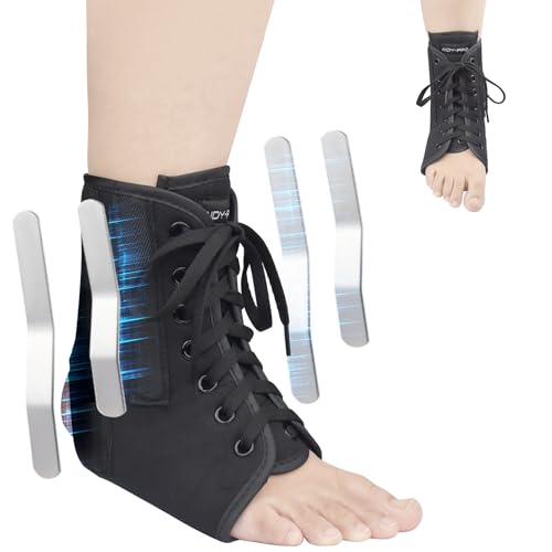AIDY-PRO Lace Up Ankle Brace with Metal Side Stabilizers, Adjustable Lace-Up Ankle Braces for Men and Women Sprained Foot ...