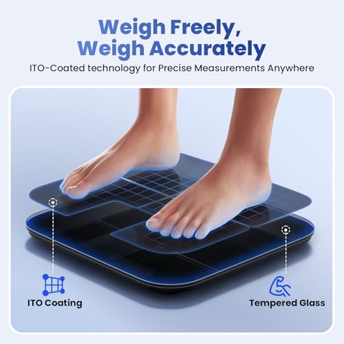 Rabater Smart Scale with Large Color Display, Digital Bathroom Scale for Body Weight BMI Muscle Mass, 25 Composition, Body...