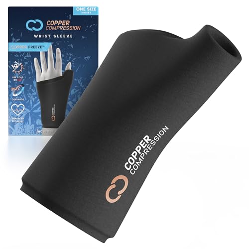 Copper Compression CopperFreeze Wrist Sleeve – Hot & Cold Therapy Support for Pain, Swelling, and Injury Recovery – 360° C...