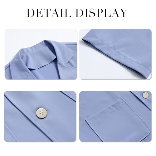 Cloudstyle Mens 2 Piece Top Shorts Matching Set Solid Button Up Summer Beach Casual Outfits