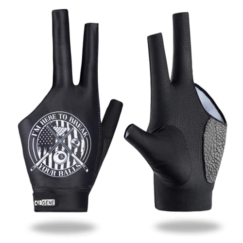 CybGene Billiard Pool Gloves for Left Hand 3 Finger, Quick-Dry Breathable, Shooters Snooker Cue Sport Glove Popular Sizes