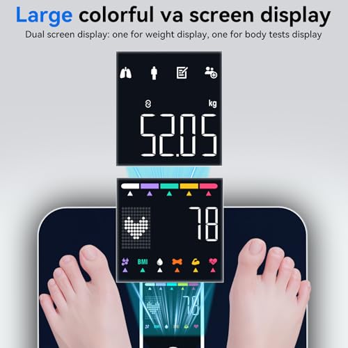 Smart Scale with BMI Body Fat Muscle Mass Digital Bathroom Weight Scale with Accurate 17 Core Body Composition Analyzer Fa...