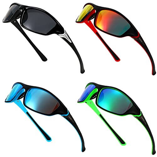 TOODOO 4 Pairs Men Polarized Sunglasses with UV Protection Driving Glasses Sports for Sport Outdoor Activities