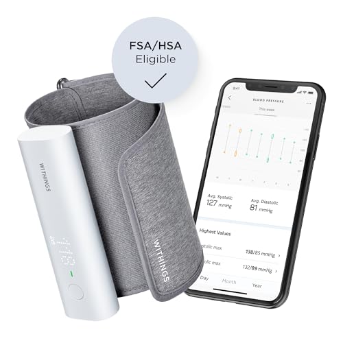 Withings BPM Connect - Digital Blood Pressure Cuff & Heart Rate Monitor - Blood Pressure Machine Arm Cuff, FDA Cleared, FS...