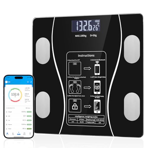 Smart Weighing Scale, Bluetooth Smart Body Fat Scale, accurately Measures Weight, Body Fat Percentage, Muscle Mass Percent...