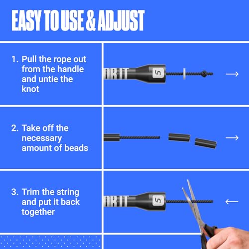 Sportbit Elite Beaded Jump Rope – Adjustable for Kids & Adults, Durable Fitness Skipping Rope for Cardio, Gym, Home & Outd...