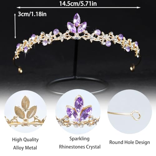Rannyrena Gold Wedding Crystal Tiaras and Crowns for Women Rhinestone Bridal Queen Crown Princess Headpiece Hair Accessori...