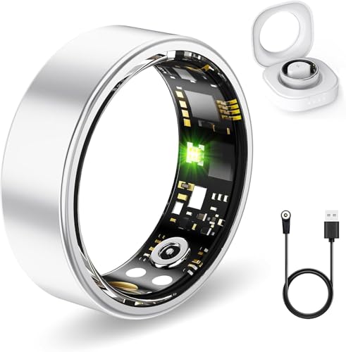 Smart Rings for Women Men, Fitness Ring with Heart Rate, BloodOxygen, HRV, Pressure, Sleep Tracker, Step Tracker, No Subsc...