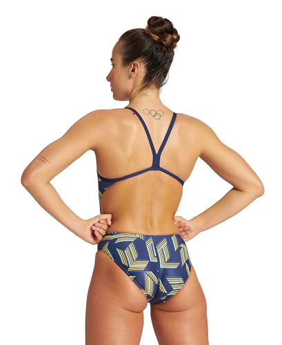 Arena Puzzled Print Women's Challenge Back One Piece Swimsuit for Competitive or Casual Swim, Ladies Bathing Suit