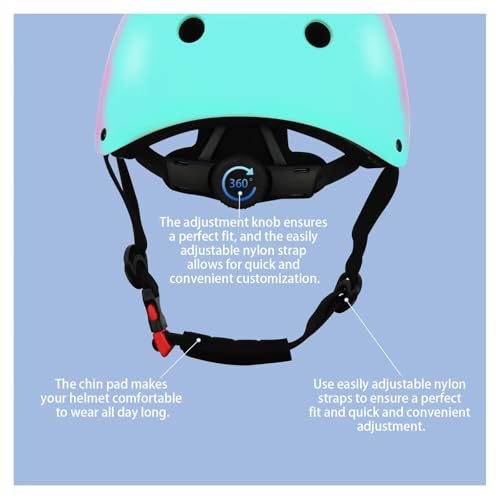 Color Gradient Adjustable Kids Bike Helmet with Knee & Elbow Pads Set | Multi-Sport Safety Gear for Boys & Girls Ages 5-14...