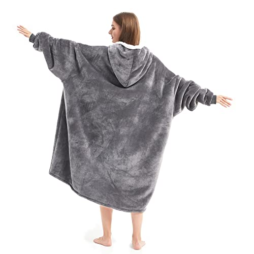 Cozystar Wearable Blanket Hoodie with Giant Pocket （Pet Won't Leave） Extra Soft Sherpa Fleece Thick Warm ＆ Cozy Oversized ...