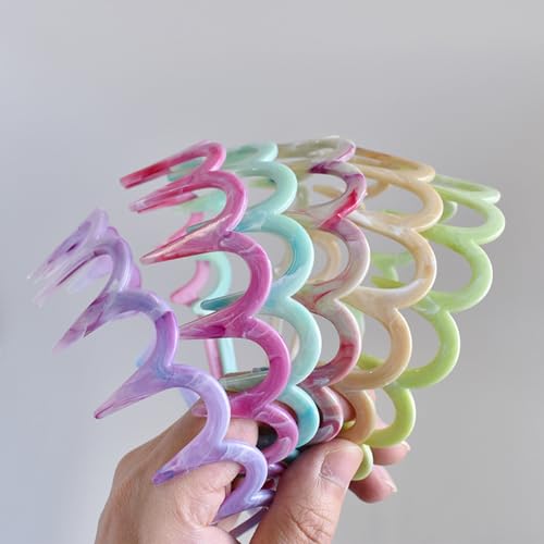 Spenlly 2Pcs Zig Zag Headbands for Women Girls, Plastic Shark Tooth Hair Comb Fashion Non Slip Teeth Hair Accessories (Pin...