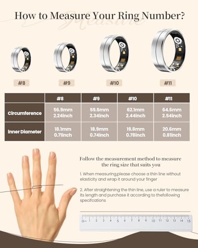 Fvtga Smart Ring for Women Men - Fitness Health Tracker with Sleep Monitoring Heart Rate and Activity Tracking,Blood Oxyge...
