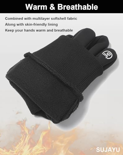 SUJAYU Winter Gloves Men Women, Cold Weather Touch Screen Gloves for Running Cycling Driving Men Women, Warm Gloves Waterp...