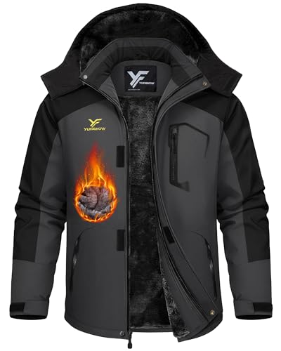 Yufawow Men's Ski Jacket Waterproof Warm Snowboard Jacket Insulated Winter Coat for Outdoor Cold Weather Sports Work