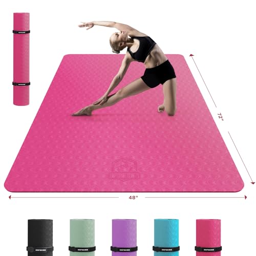 HAPBEAR Extra Large Yoga Mat - 72"x48"/78"x54", 1/4" & 1/3" Thick, Non-Slip, Durable, Eco-Friendly, Wide Exercise Mat for ...