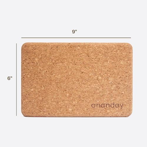 ANANDAY Cork Yoga Block - Non-Slip, Stable, Eco-Friendly & Supportive for Balance, Alignment, Flexibility & Strength - No...