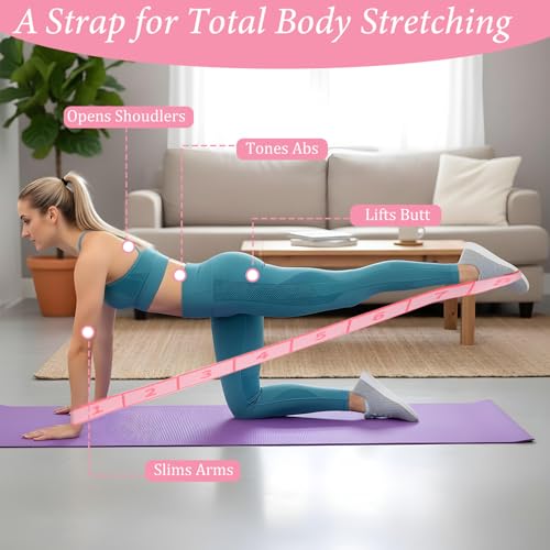 2PCS Elastic Yoga Stretching Strap with Loops, Stretch Strap for Dance, Gymnastics Stretching Ballet Dance Bands, Adjustab...