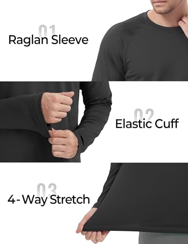 Boladeci Men's Thermal Underwear Tops Fleece Lined Base Layer Long Sleeve Shirts for Cold Weather