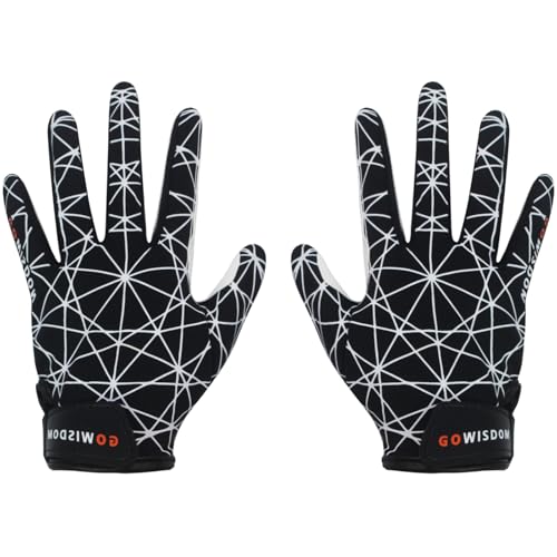 GOWISDOM Youth Football Receiver Gloves, Kids Silicone Grip Football Gloves for Boys Girls with Super Stick