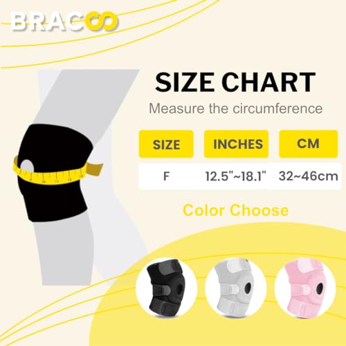 Bracoo Knee Support Brace for Men Women, Adjustable Compression Sleeve Wrap Patellar Pad Tendon - Arthritis Pain, meniscus...