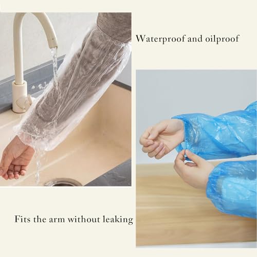 PEFAVPRO 200 PCS Disposable Arm Sleeves, Plastic Sleeves to Cover Arms for Cleaning, Repairing, Painting and Tattooing