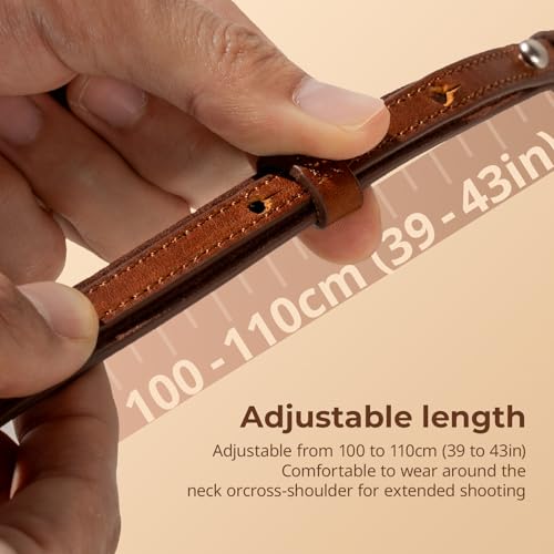 SMALLRIG Universal Leather Camera Neck Shoulder Strap for DSLR, Adjustable 100 to 110cm (39 to 43in), Max Load 10kg (22lb)