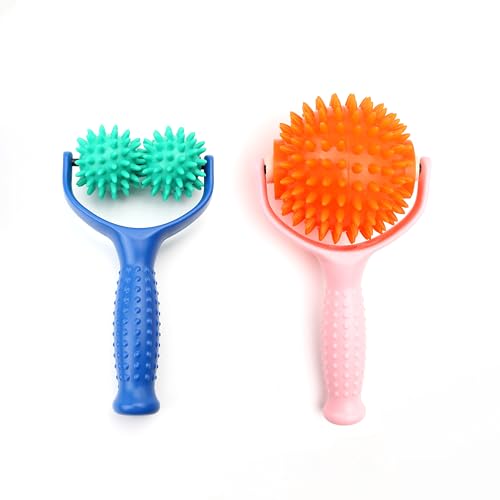 2PCS Handheld Spiky Massage Balls Rollers Compact and Portable Muscle Relaxation Tools with Handle-Deep Tissue for Pain Pr...
