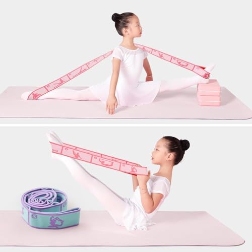 2 PCS Kids Stretching Strap - 8-Loop Adjustable Stretch Bands for Dance, Ballet, Yoga, Gymnastics Workout, Children‘s Fitn...