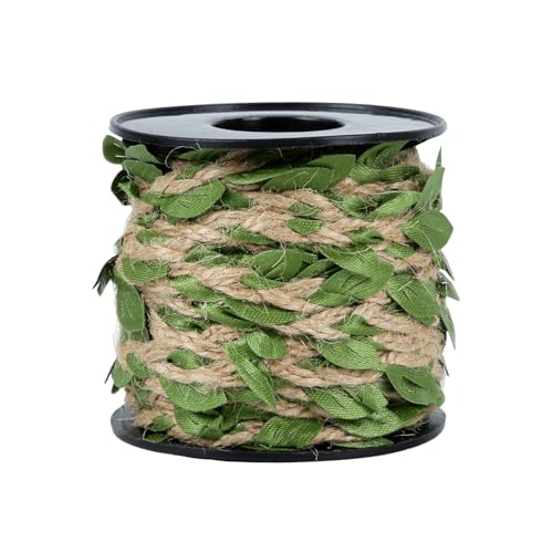 Radix Rope Natural Jute Twine with Green Leaf - 33 Feet (10 Meters) | Decorative Garden String for Gift Wrapping, Crafts, ...