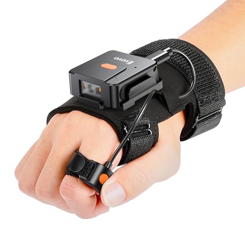 Eyoyo 1D 2D Glove Wearable Ring Bluetooth Barcode Scanner, Left & Right Hand Wearable, Finger Trigger Portable Wireless QR...