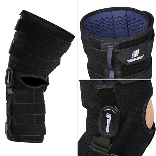 Knee Brace for Men and Women, 16inch Hinged Knee Brace with Side Stabilizers Adjustable Knee Braces for Knee Pain Front Op...