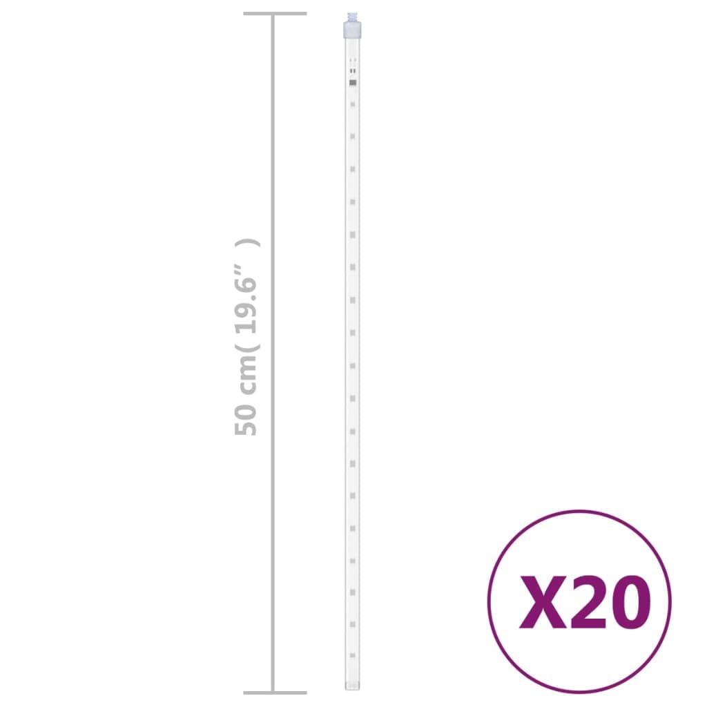 vidaXL LED Meteor Lights - 20 pcs, 2 ft, Blue, Water-Resistant, USB Powered, Model 328555