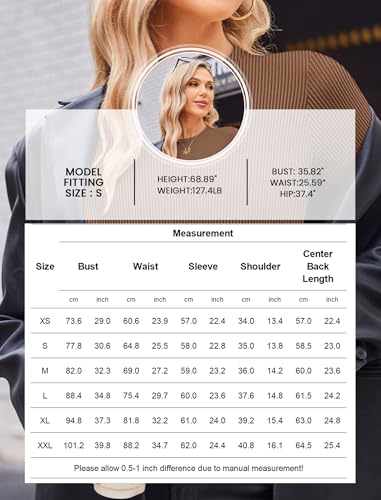 Ekouaer Womens Long Sleeve Shirts Crew Neck Stretchy Fitted Ribbed Tops Basic Base Layer Soft Thermal Undershirts Tee