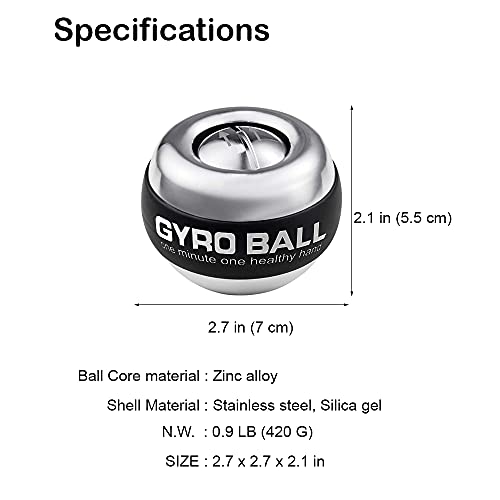 GOZATO Auto-Start Wrist Power Gyro Ball with LED Lights, Wrist Strengthener and Forearm Exerciser for Stronger Arm Fingers...