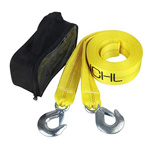 JCHL Nylon Tow Strap with Hooks 2”x20’ Car Vehicle Heavy Duty Recovery Rope 20,000 lbs Capacity Tow Rope for Car Truck Jee...