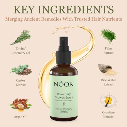 NOOR HAIR Rosemary Growth Spray for Women, Natural Nutrients Hair Loss Treatment for Damaged, Thicker and Healthier Hair, 8-12 Weeks for Significant Hair Growth, Easy Application