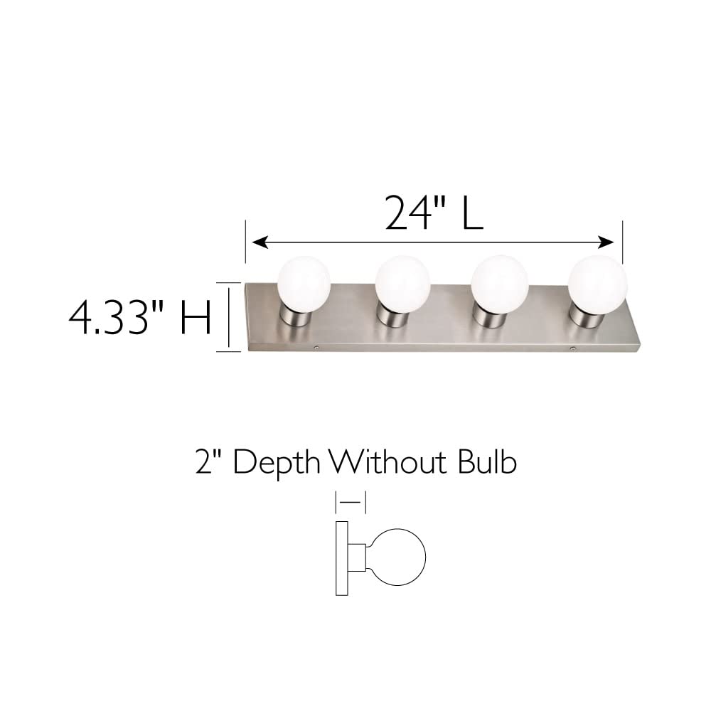 Design House 519298 Contemporary 4-Light Indoor Dimmable Fixture, Satin Nickel - Ideal For Bathroom & Vanity
