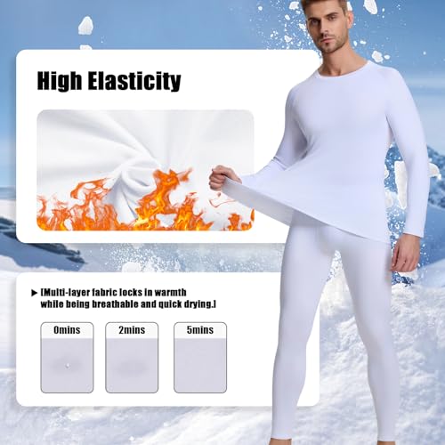 VanKee Thermal Underwear Set for Men Thermal Tops and Long Johns Men’s Thermals Base Layer Fleece Lined for Cold Weather