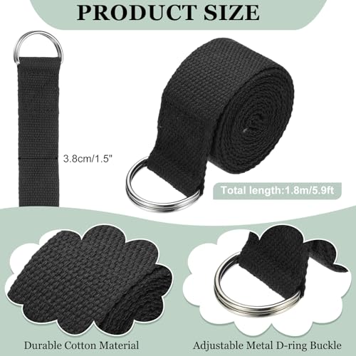YELARXI Yoga Strap for Stretching, Athletic Stretch Band with Adjustable Metal D Ring Buckle Yoga Bands