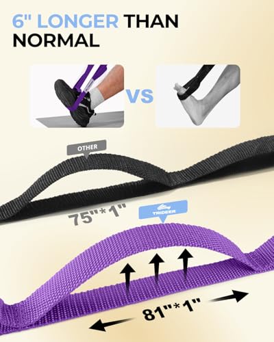 Trideer Stretching Strap Yoga Strap for Physical Therapy, 10 Loops Yoga Straps for Stretching, Non-Elastic Stretch Strap f...