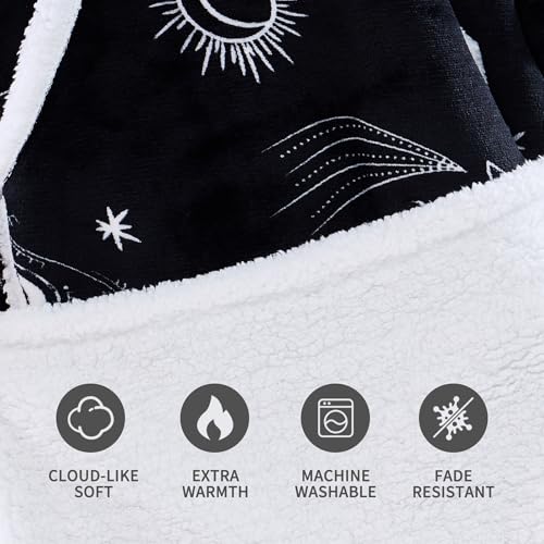 IFNOW Wearable Blanket Hoodie, Oversized Sherpa Fleece Hooded Sweatshirt with Eye Mask for Adult, Gifts for Women Men